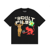 travisScott潮流发泡印花短袖 T恤男女圆领VINTAGE字母纯棉宽松夏