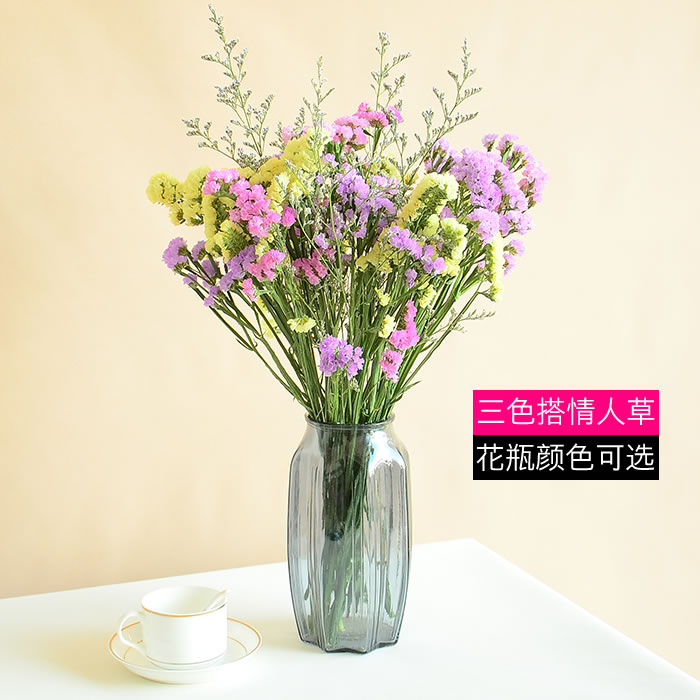 天然勿忘我真花i干花大花束带花瓶套装客厅书房办公室装饰摆放i.