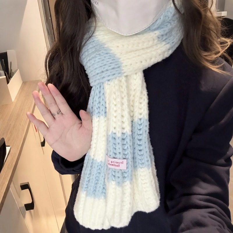 蓝白拼色双元宝围巾毛线手工diy编织云朵棉棉手工围脖情侣闺蜜,服饰配件/皮带/帽子/围巾,DIY编织材料包,淘宝优惠券,粉丝福利购,淘宝优惠卷