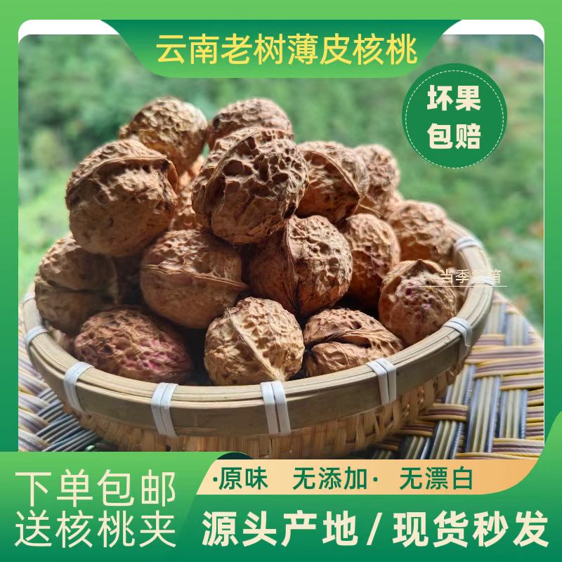 2023年云南高山老树薄皮新鲜干核桃手工去皮自然晒干3斤/5 零食/坚果/特产 纸皮/薄皮核桃 原图主图