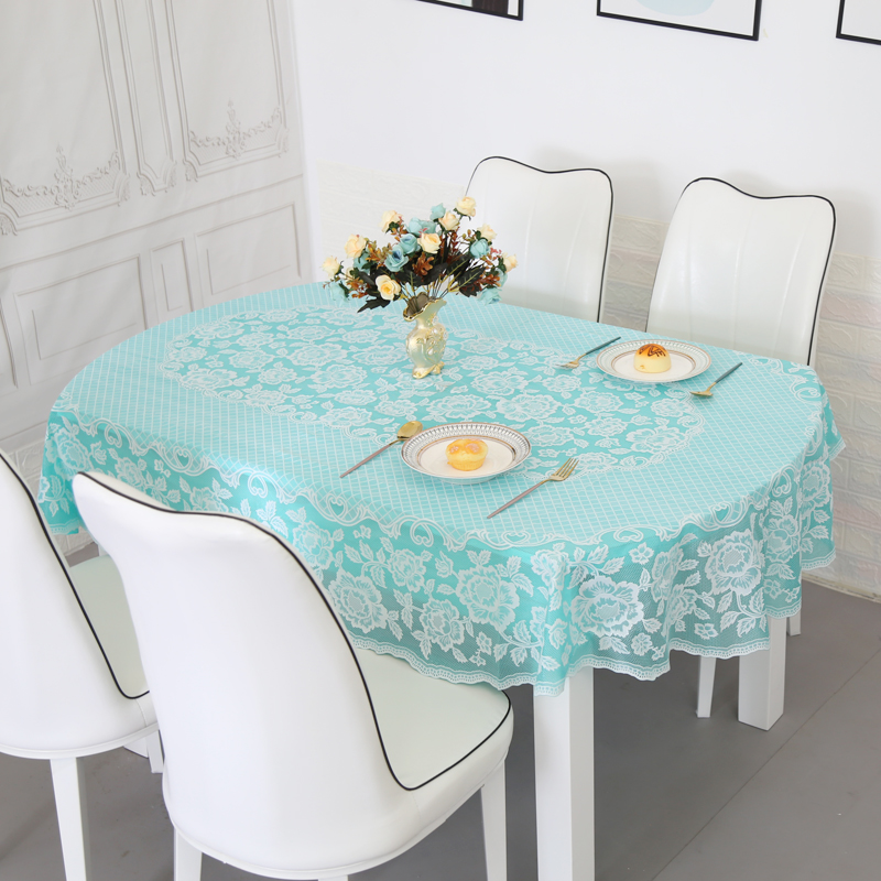 椭圆形桌布PC塑料折叠餐桌布防水防烫防油免洗家用长方弧形椭圆桌