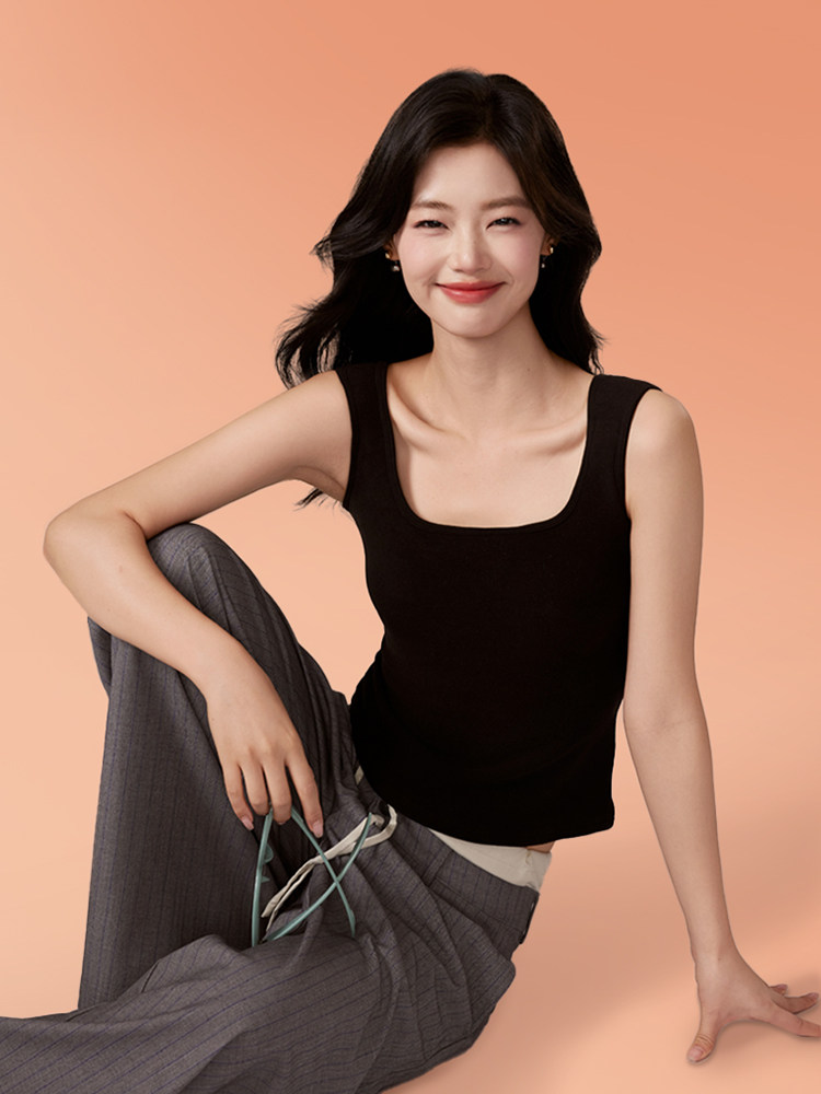 가슴 패드가 있는 여성용 이너 벨벳 보온 속옷 가을 겨울 이너 레이어드 셔츠 상의 몸에 꼭 맞는 조끼 세트