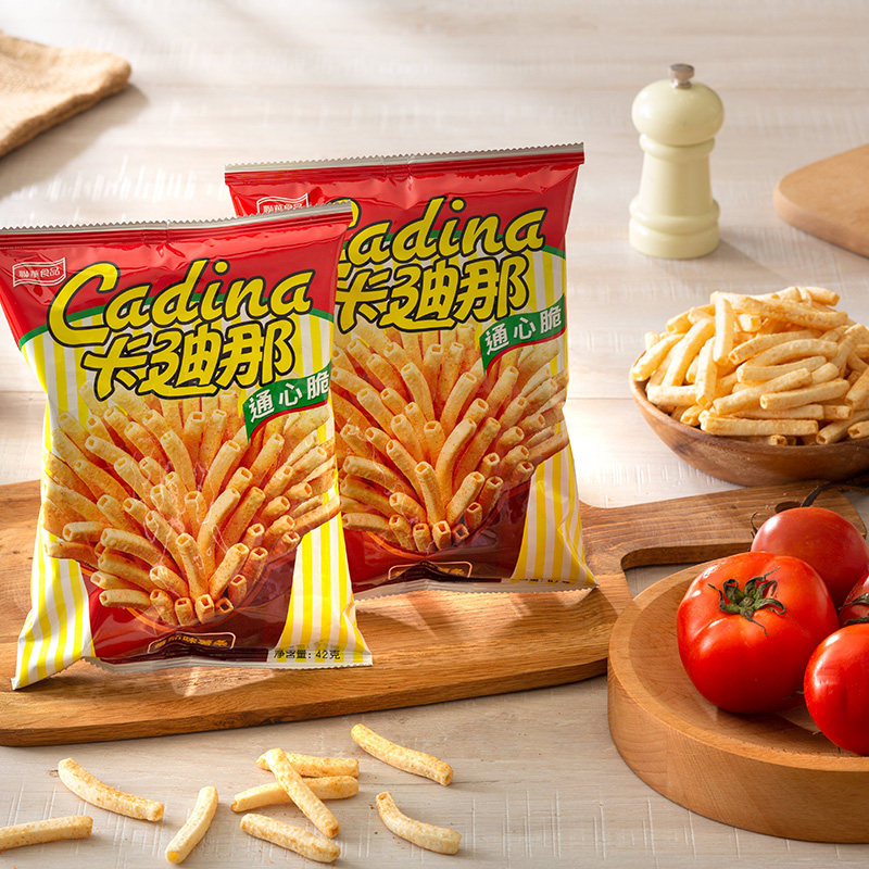 卡迪那番茄味通心脆薯条膨化食品台湾产区追剧网红童年回忆小零食