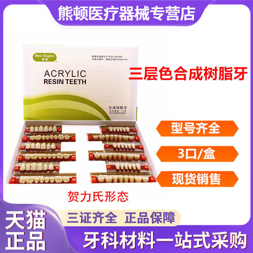 牙科熊顿三层色树脂牙
