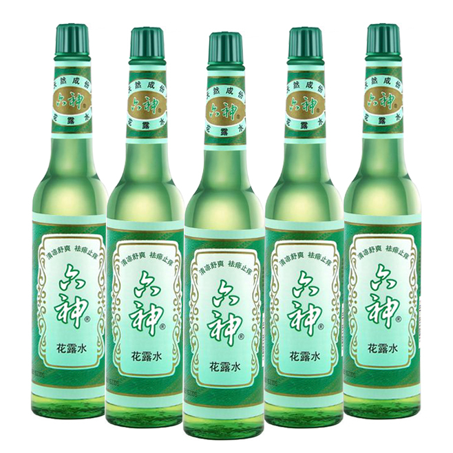 六神花露水195ml*5瓶 清凉舒爽祛痱止痒夏季除味经典老式玻璃瓶装