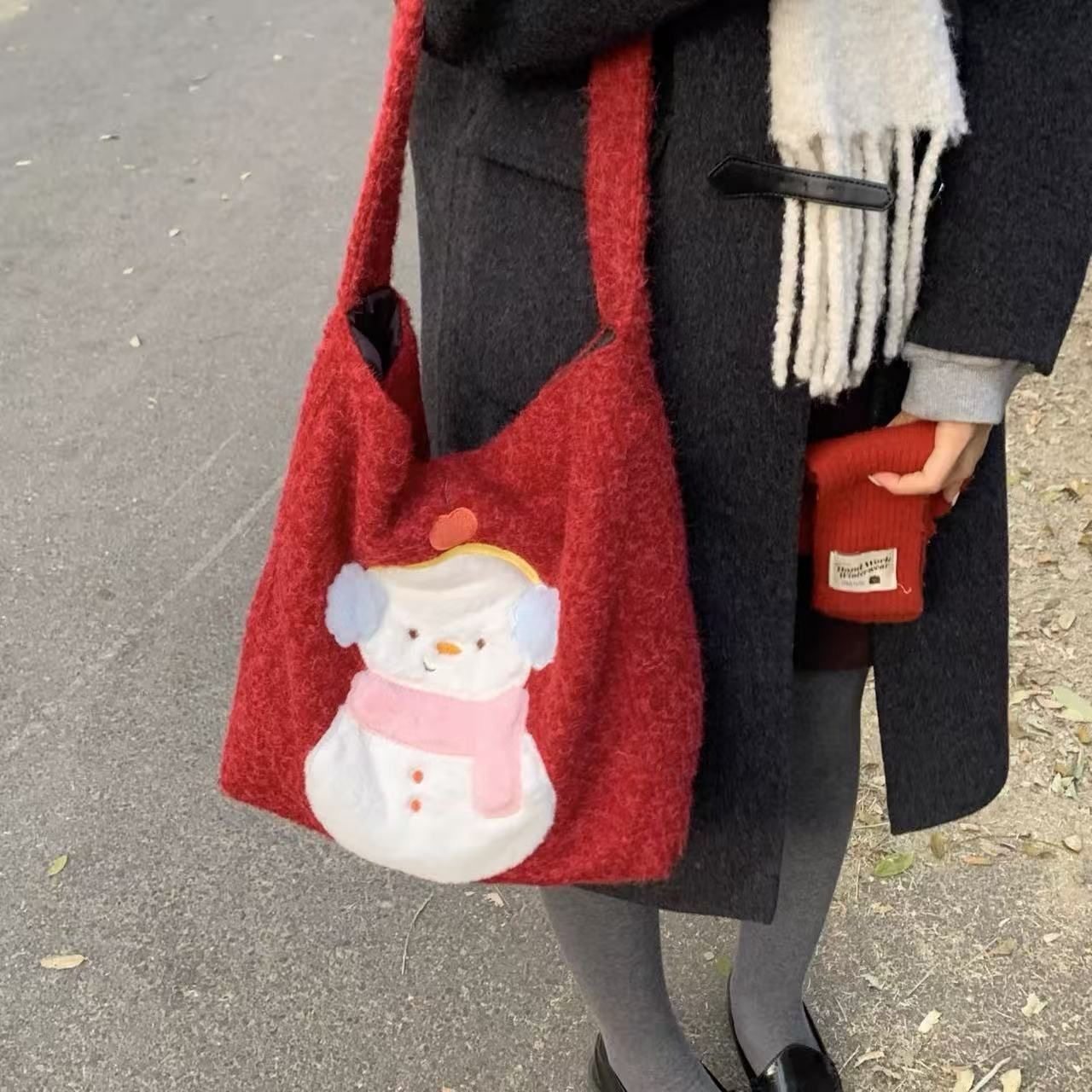 可爱雪人毛绒包包女冬季2025新款潮时尚毛呢托特包卡通大容量包包,箱包皮具/热销女包/男包,托特包,淘宝优惠券,粉丝福利购,淘宝优惠卷