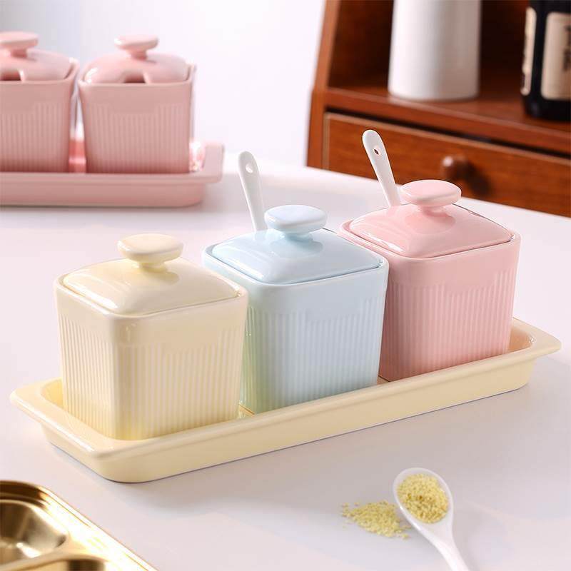 调味罐套装家用厨房盐味精调料瓶日式陶瓷高颜值调味盒三件套组合,厨房/烹饪用具,调味瓶罐/调料研磨器,淘宝优惠券,粉丝福利购,淘宝优惠卷