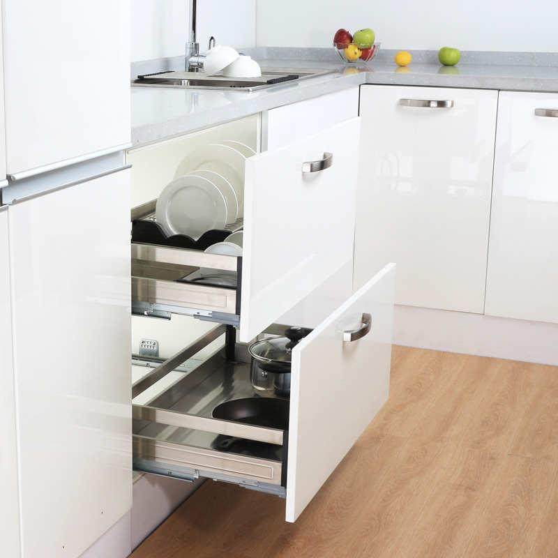 厨柜304不锈钢拉篮厨房阻尼碗篮碗架碗碟拉篮双层抽屉橱柜拉,家装主材,拉篮,淘宝优惠券,粉丝福利购,淘宝优惠卷