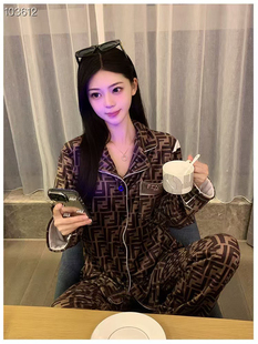 高级感轻奢风家居服套装 睡衣女春秋款 2024新款 纯棉长袖 可外穿 长裤