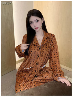 高级感秋天睡衣女海岛绒气质大牌时尚可外穿秋冬睡衣家居服两件套