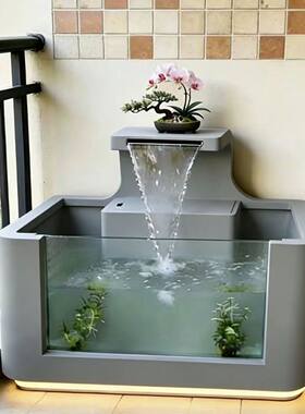 户外不锈钢流水鱼缸庭院