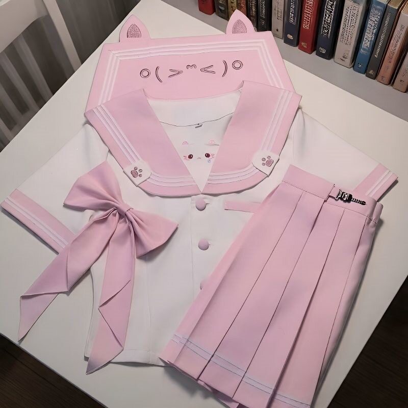 原创正版粉色水手服可爱套装收腰显瘦女生校服制服东南亚其他