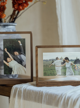 黑胡桃相框摆台洗照片做成678寸照片框实木质高级感情侣婚纱礼物