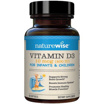 naturewise400iu阳光蓝vd3婴幼儿童宝宝维生素d3滴剂软胶囊型60粒