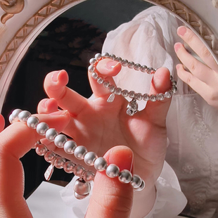 999足银古法磨砂银珠纯银十二生肖蛇本命年手串女送闺蜜女友礼物