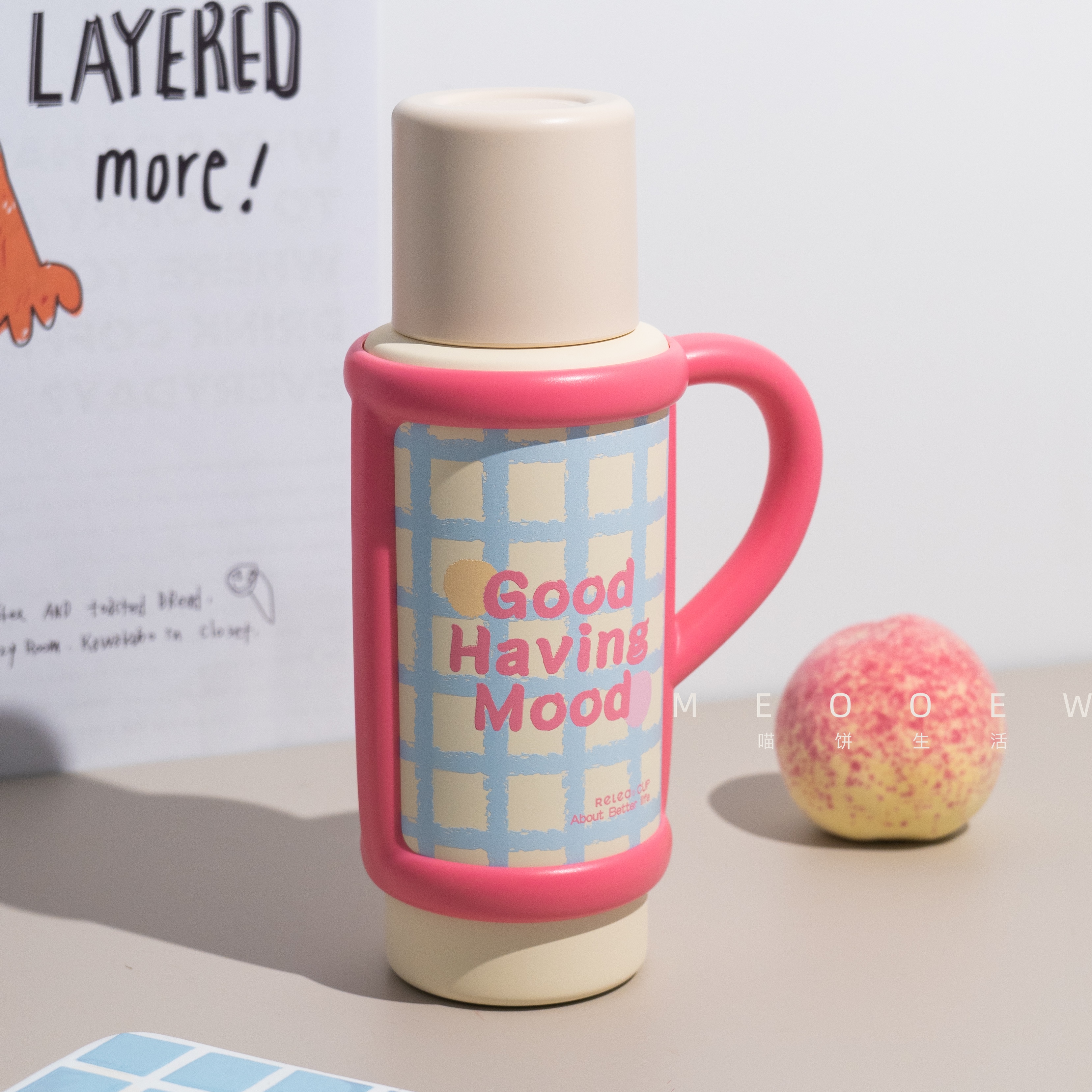 物生物星盏格纹保温杯长效琐温