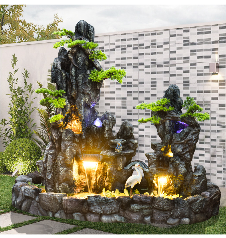 假山流水喷泉别墅庭院阳台鱼池入户花园装饰第四代住房循环水造景