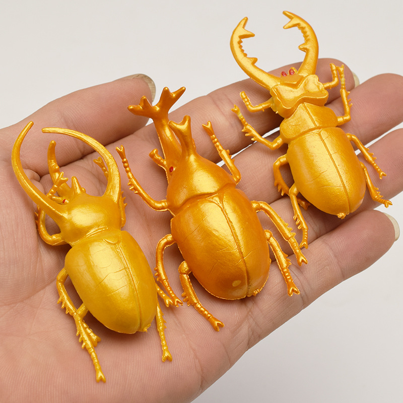 画框玩具仿真装饰品独角昆虫甲虫金甲虫模型道具仙金色装饰