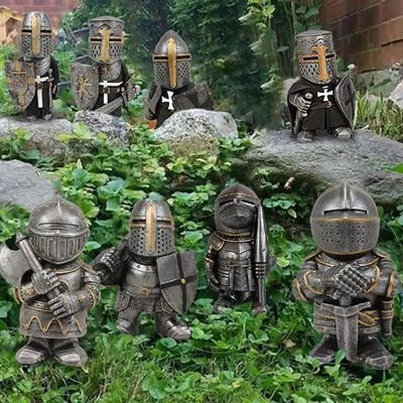 新款knight gnomes guard 侏儒骑士守卫雕塑园艺树脂工艺品
