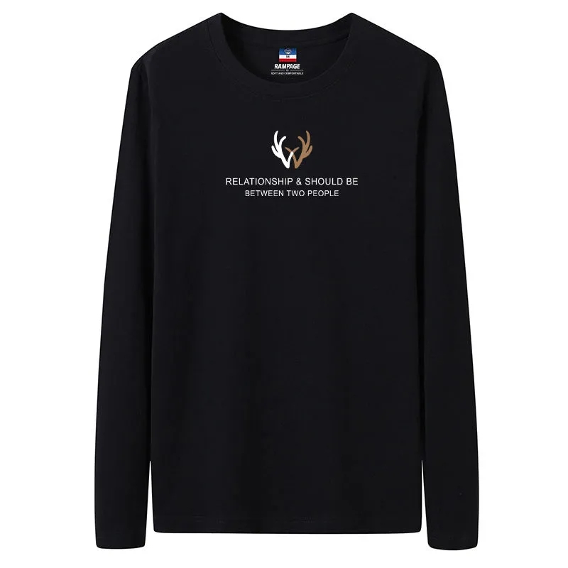 班喜蓝100%纯棉男长袖T恤打底衫