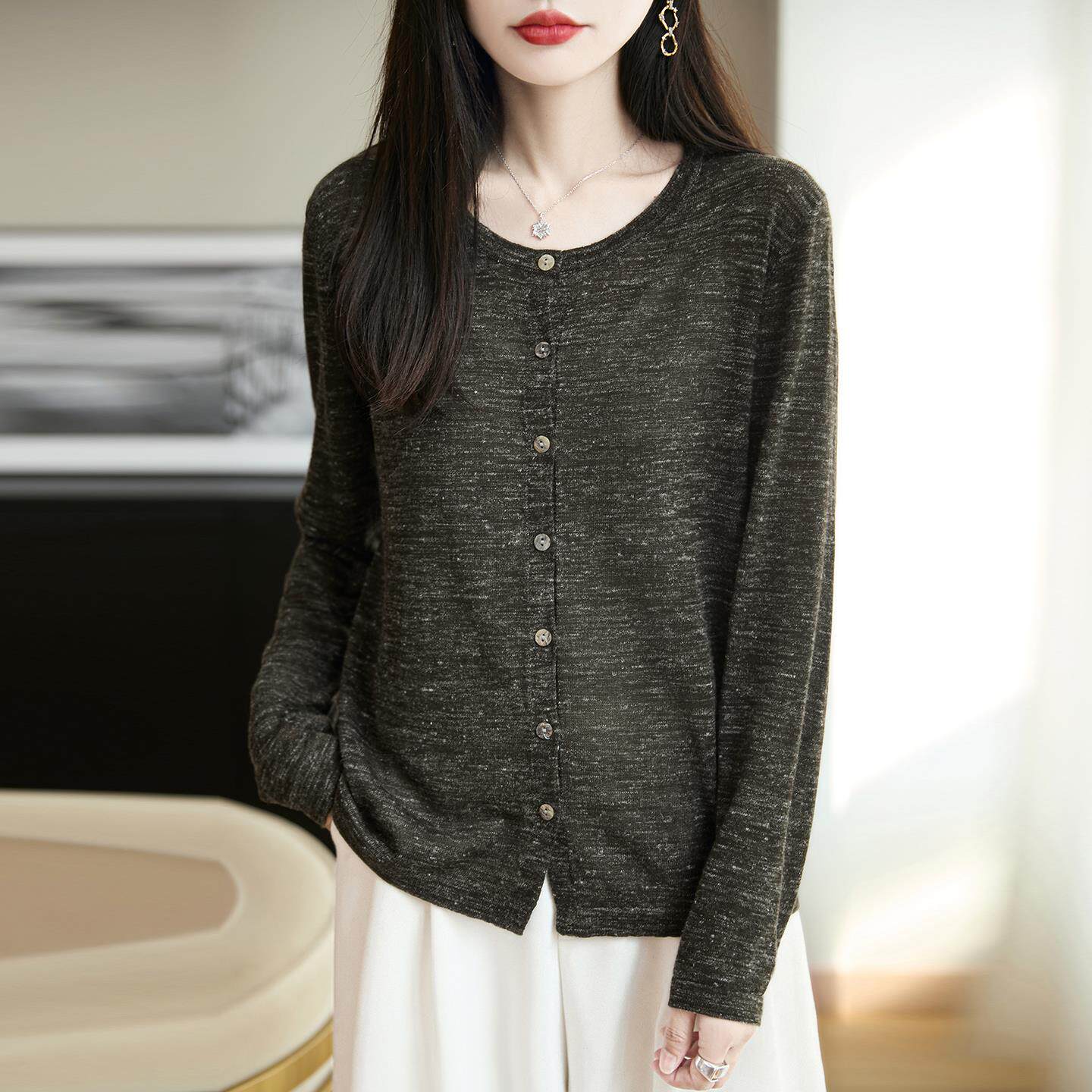 JOYIASS高级感彩麻针织开衫女短外套毛衣2025新宽松显瘦洋气外搭