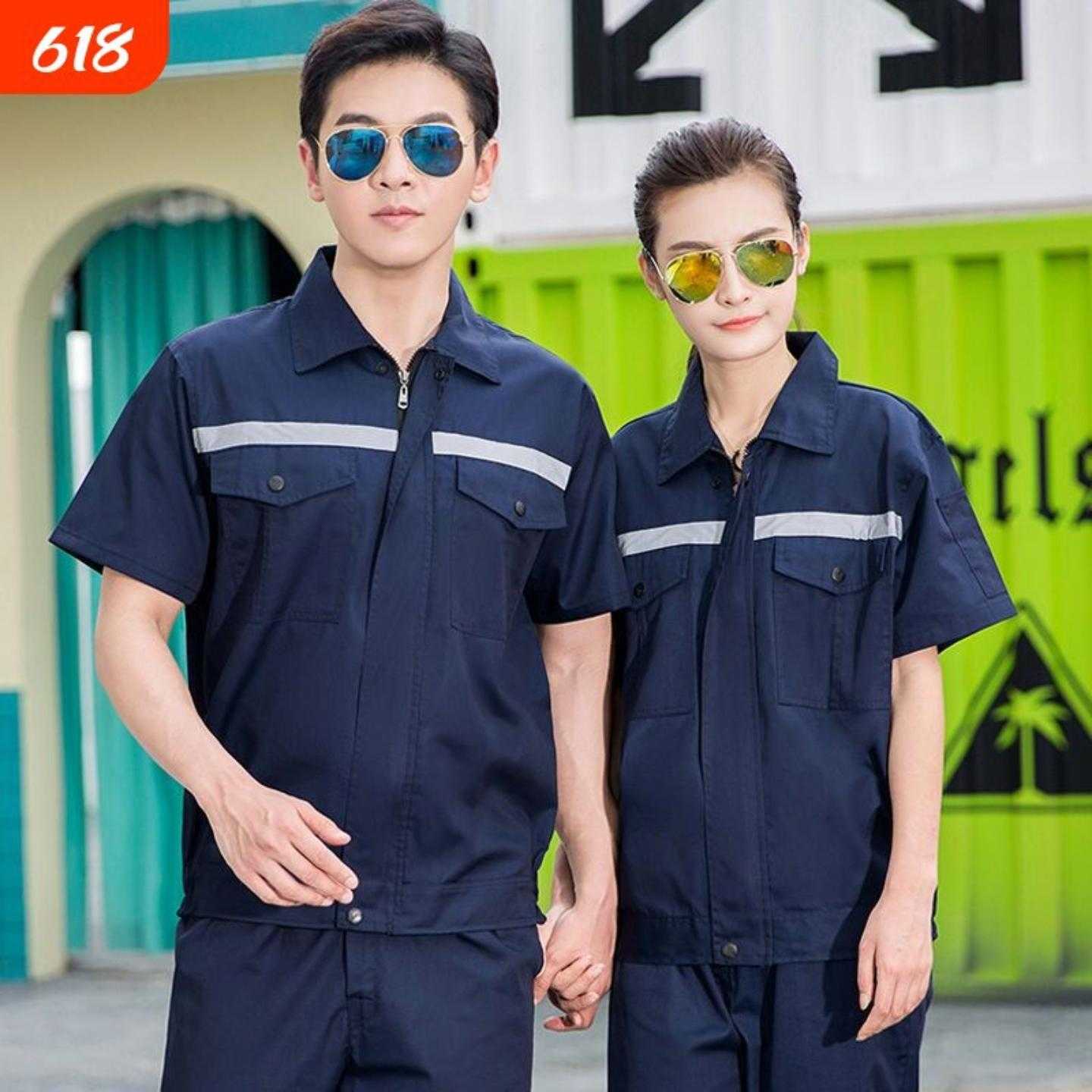 劳保服定制夏季短袖工作服套装印