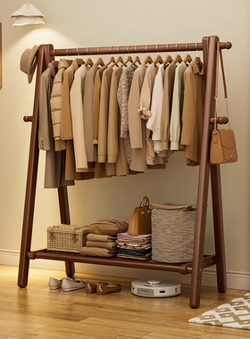 德国knx实木挂衣架落地卧室家用衣帽架折叠晾衣架室内立式挂衣架