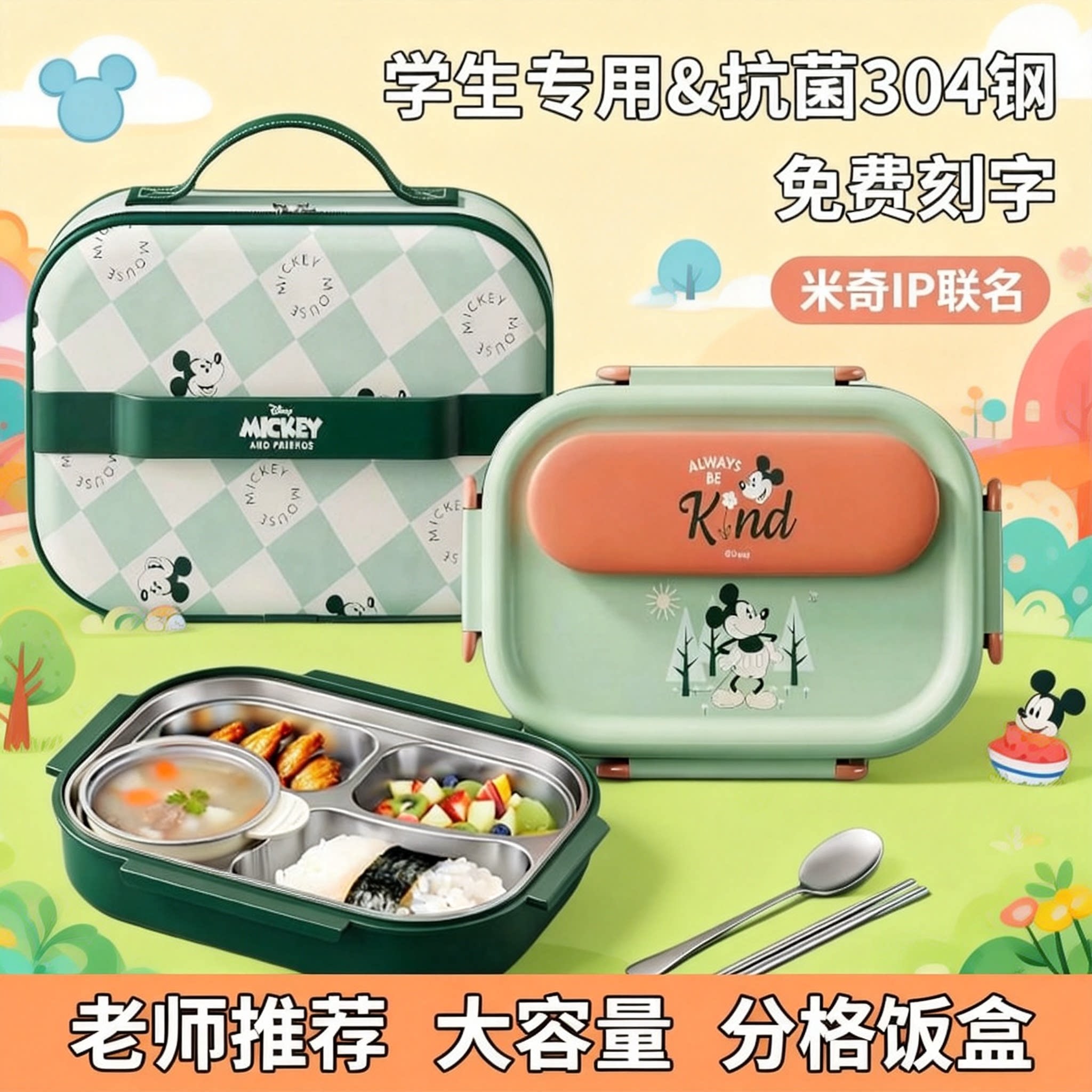 德国不锈钢分格学生儿童保温饭盒