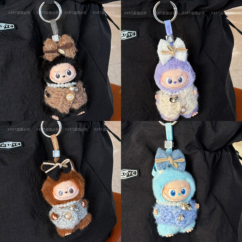 labubu4代mini搪胶公仔娃衣