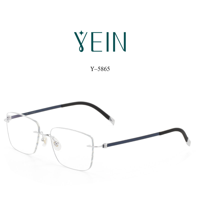 魅影无框眼镜官方旗舰店云克悦Y5865钻石切边近视超轻钛架眼镜男