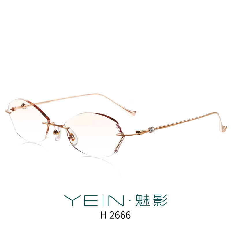 魅影眼镜YEIN官方旗舰店幻影2666钻石切边近视镜超轻钛架女