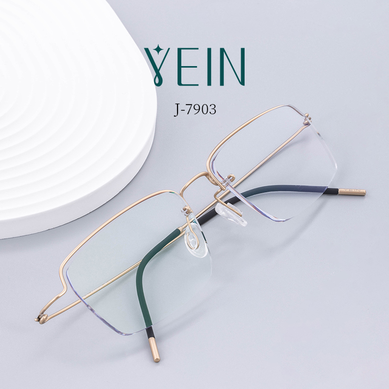 魅影无框眼镜YEIN官方旗舰店简系云台J7903钻石切边无框专柜正品