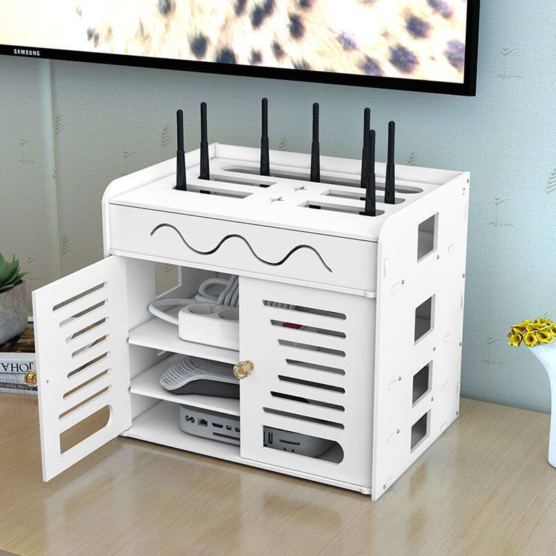 路由器收纳盒壁挂电视线陆游桌上挂式插座插板挂墙式WiFi