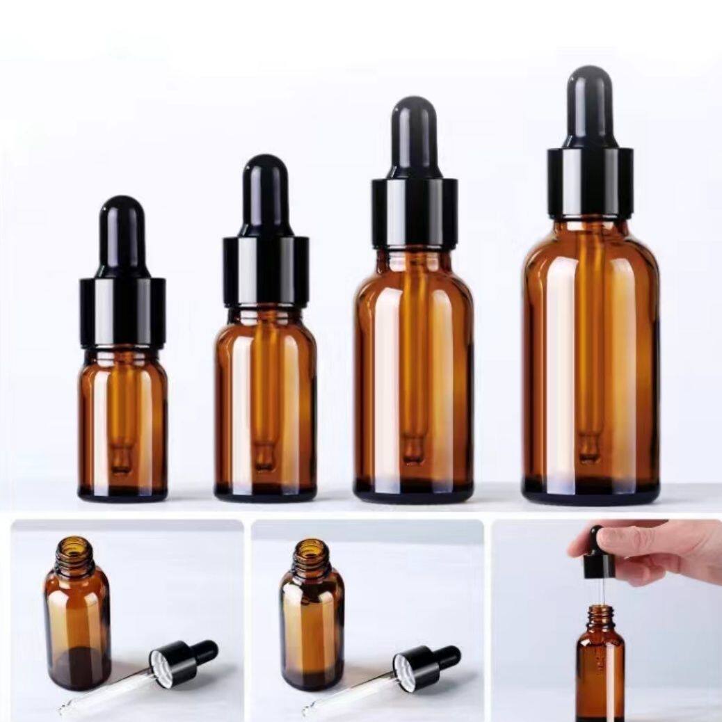 10ml-50ml茶色玻璃精油瓶 精油分装滴管瓶 棕色瓶厂家