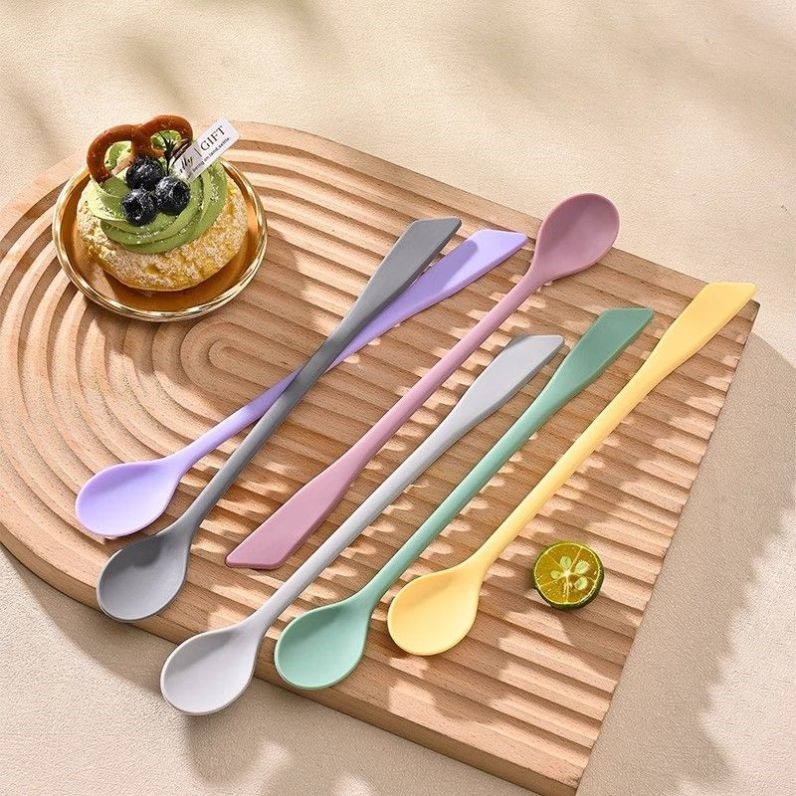 韩国食品级硅胶咖啡勺搅拌勺奶油刮刀小勺子甜品勺奶茶奶粉搅拌棒