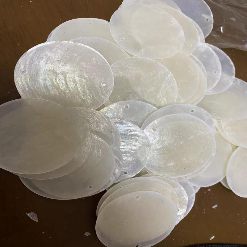 天然云母片圆片贝壳DIY风铃配件 婚礼装饰贝母片手工贝壳风铃材料