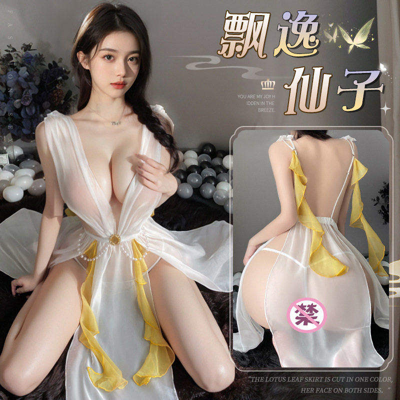 曼烟内衣性感透视深V串珠