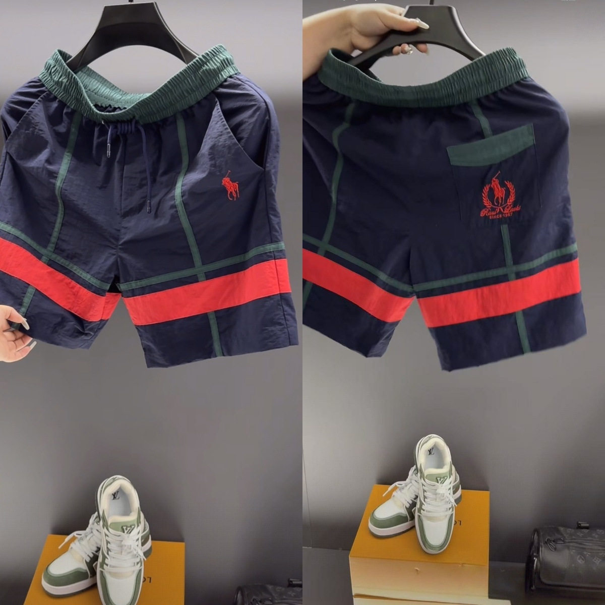 夏季新品设计师走秀款休闲百搭轻奢宽松舒适潮流男女同款条纹短裤
