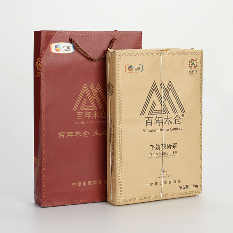 中茶百年木仓 2016年湖南安化黑茶 茯砖茶金花手筑茯砖3kg