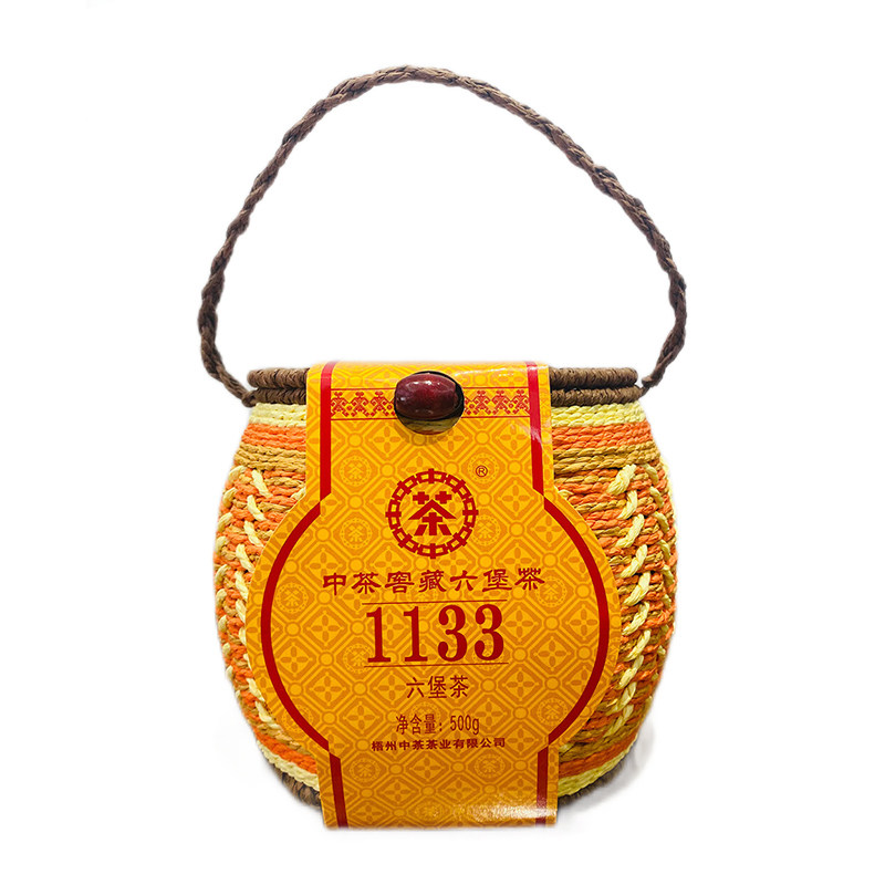 中茶梧州窖藏六堡茶2022年1133六堡茶一年陈化一级散茶500克/篓
