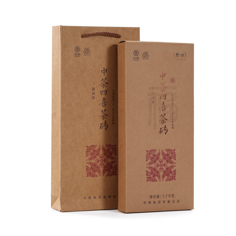 中茶湖南安化黑茶2018年陈仓老料黑砖福禄寿喜1.7kg/盒中粮茶叶