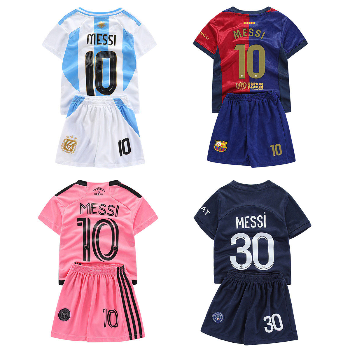 儿童巴萨梅西10号球衣阿根廷迈阿密国际大巴黎足球服Messi jersey