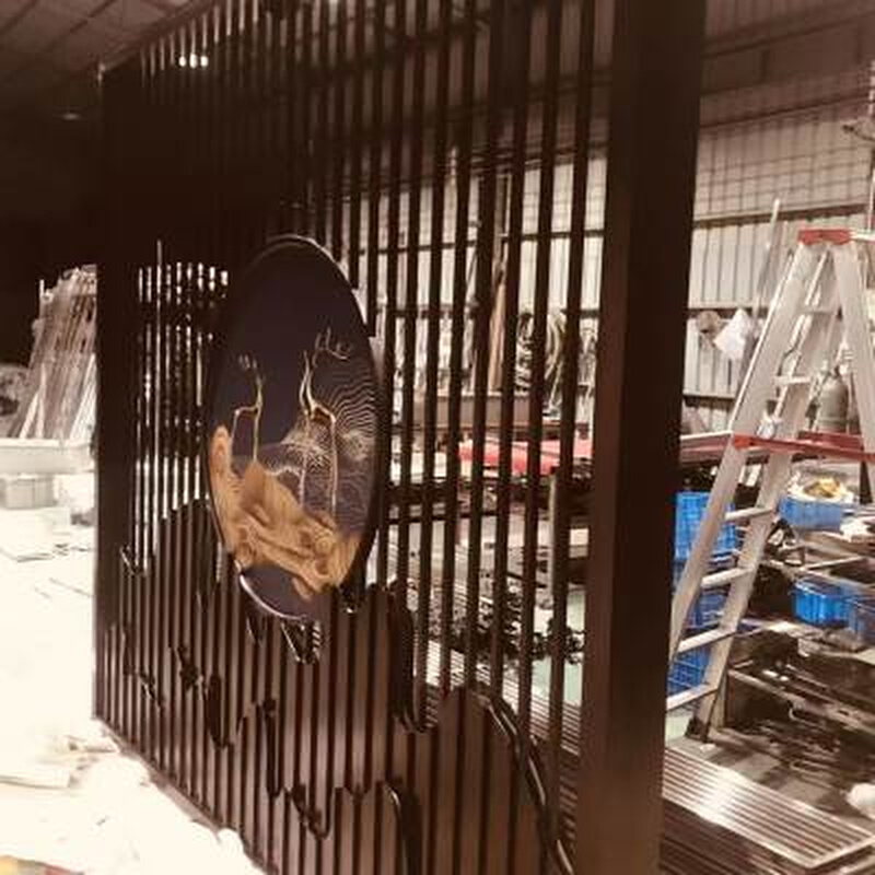 厂促定制 定制不锈钢假山屏风隔断酒店会所样品屋展示中心不锈钢