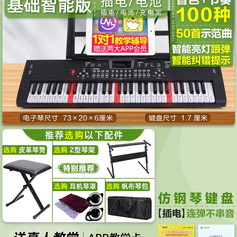 迷音鸟充电61键多功能专业电子琴初学者成年人儿童入门幼师电钢88