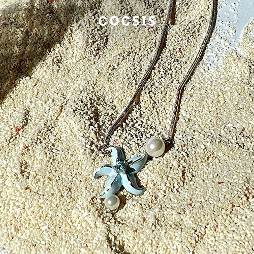 COCSIS珐琅珍珠吊坠蛇骨链颈链