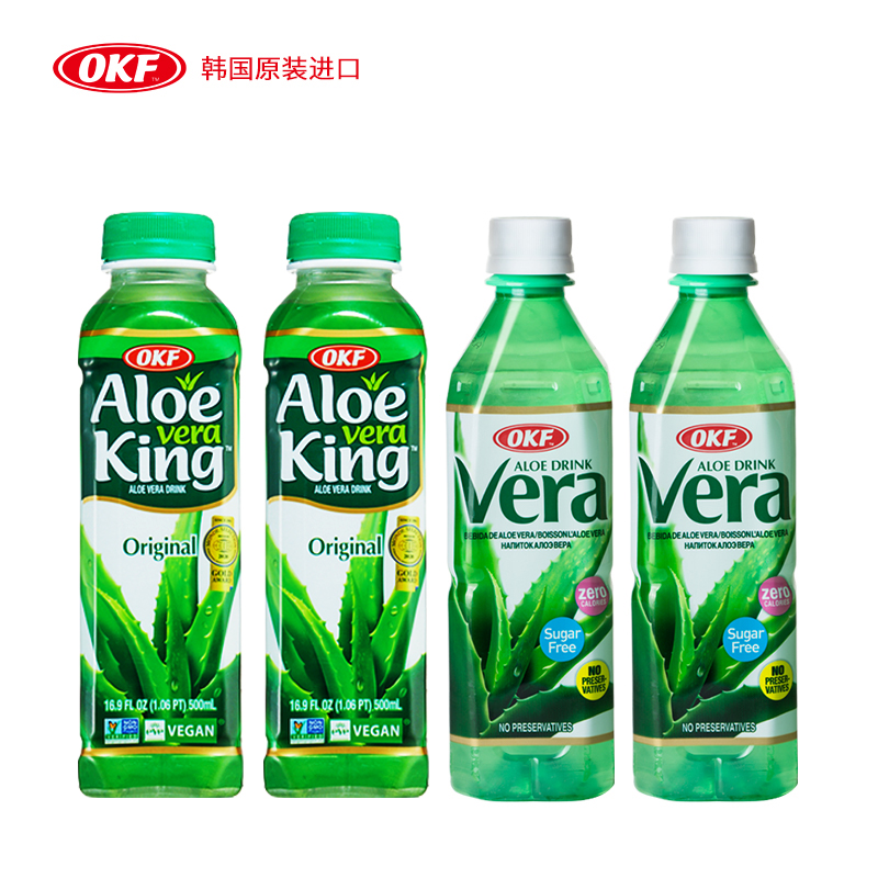 好喝推荐！OKF韩国进口芦荟饮料500ml*4瓶组合装夏日饮品清爽解腻 咖啡/麦片/冲饮 果味/风味/果汁饮料 原图主图