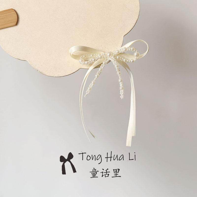 白色缎面蝴蝶结发夹儿童女高级感洋气马尾夹女童夹子不伤发头饰