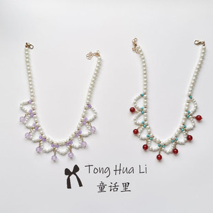 原创古风项链仿珍珠汉服女童古装配饰复古璎珞国风马面裙配饰品