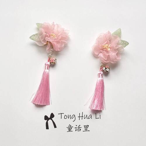 中国风古风亚克力花朵流苏发夹