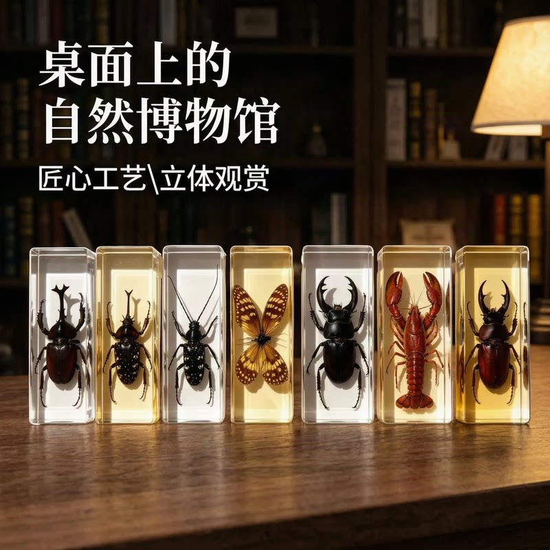 真实标本奖品蝎子集市昆虫小号天然儿童螳螂工艺品琥珀亚克力生物